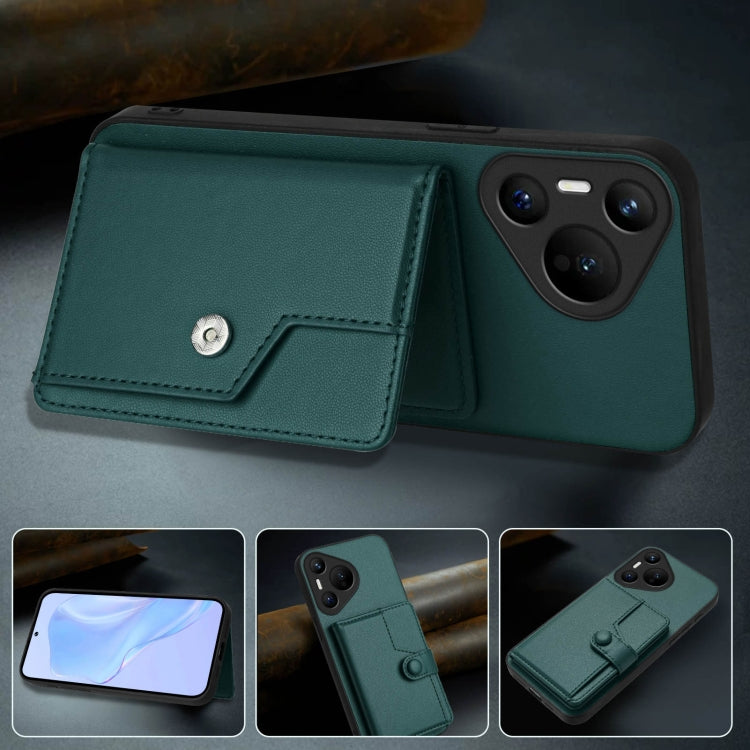 For Huawei Pura 70 Button Card Bag RFID Anti-theft Phone Case
