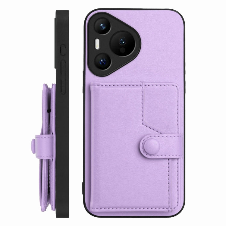 For Huawei Pura 70 Button Card Bag RFID Anti-theft Phone Case