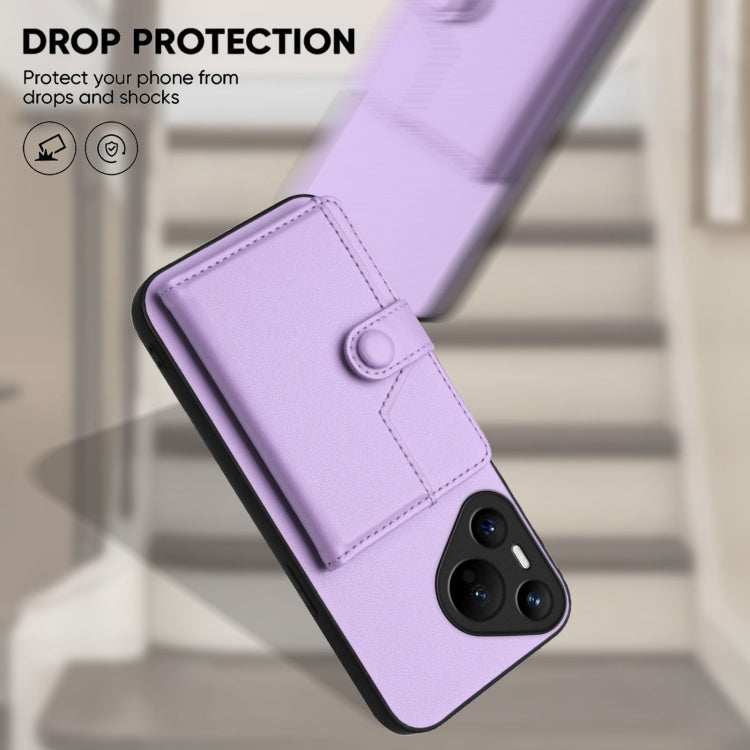 For Huawei Pura 70 Button Card Bag RFID Anti-theft Phone Case