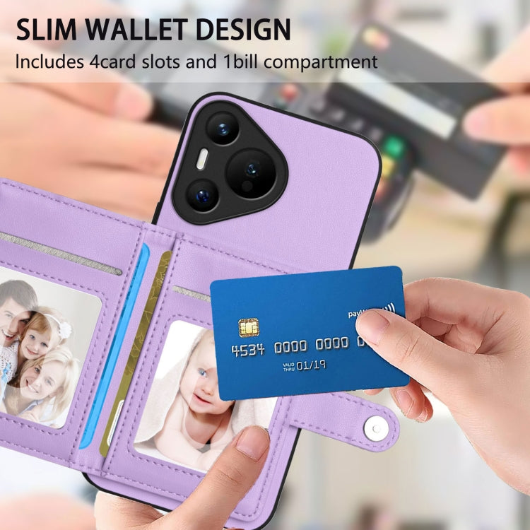 For Huawei Pura 70 Button Card Bag RFID Anti-theft Phone Case