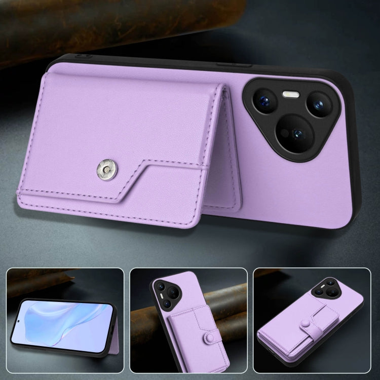 For Huawei Pura 70 Button Card Bag RFID Anti-theft Phone Case