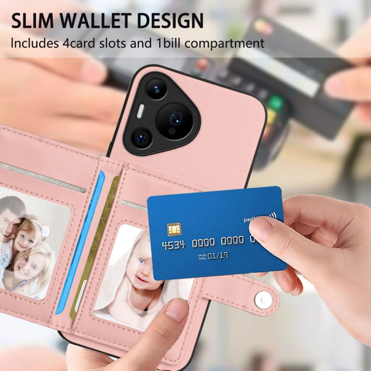 For Huawei Pura 70 Pro Button Card Bag RFID Anti-theft Phone Case
