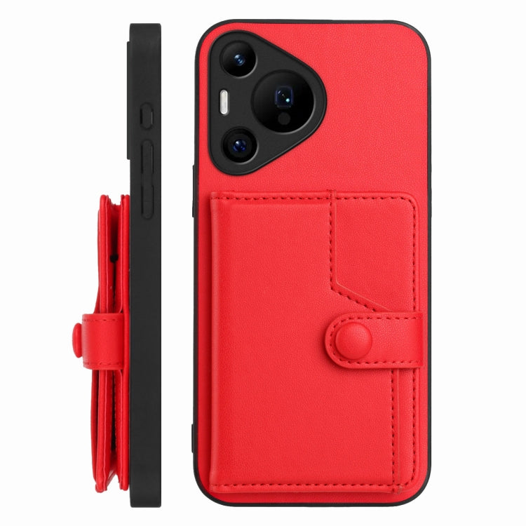 For Huawei Pura 70 Pro Button Card Bag RFID Anti-theft Phone Case