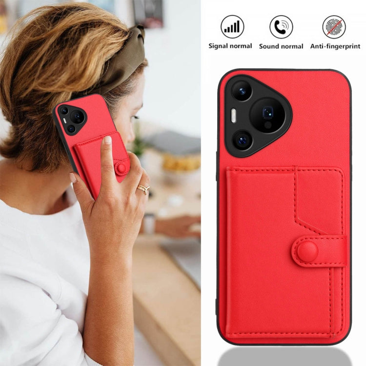 For Huawei Pura 70 Pro Button Card Bag RFID Anti-theft Phone Case