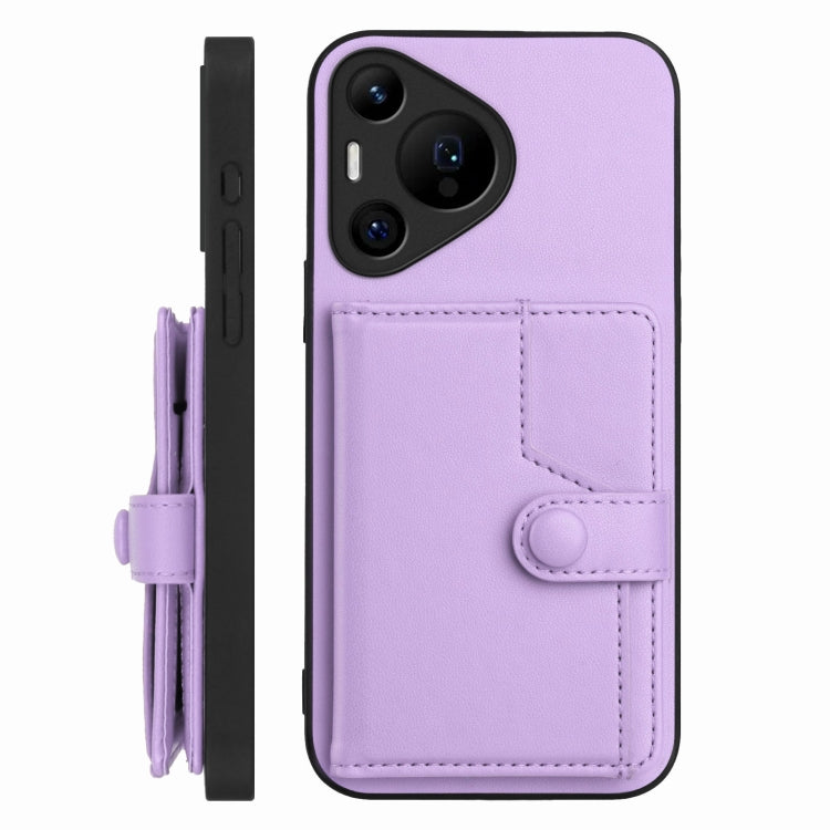 For Huawei Pura 70 Pro Button Card Bag RFID Anti-theft Phone Case