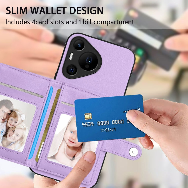 For Huawei Pura 70 Pro Button Card Bag RFID Anti-theft Phone Case