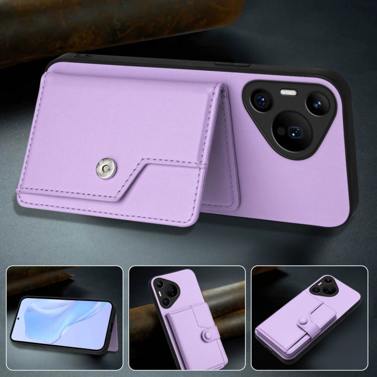 For Huawei Pura 70 Pro Button Card Bag RFID Anti-theft Phone Case