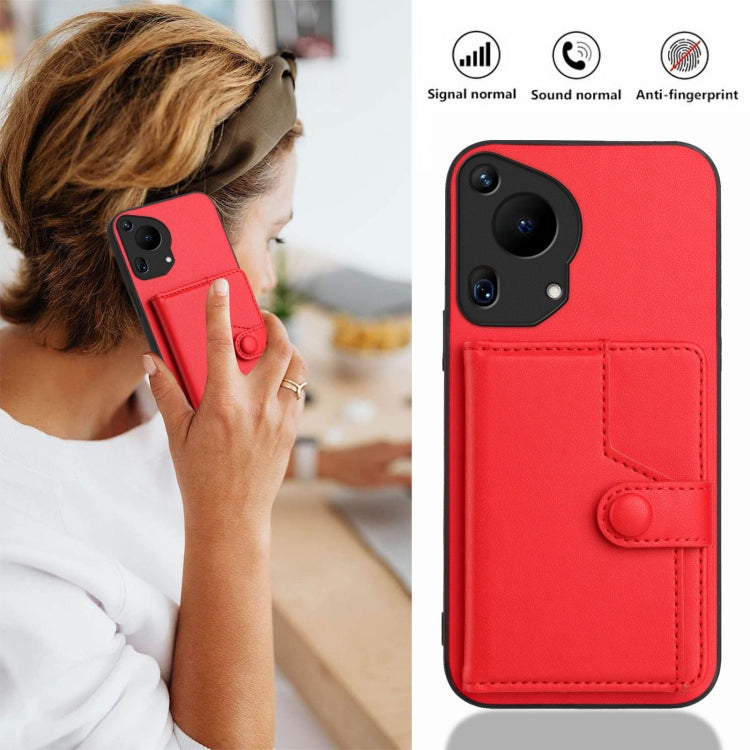 For Huawei Pura 70 Ultra Button Card Bag RFID Anti-theft Phone Case