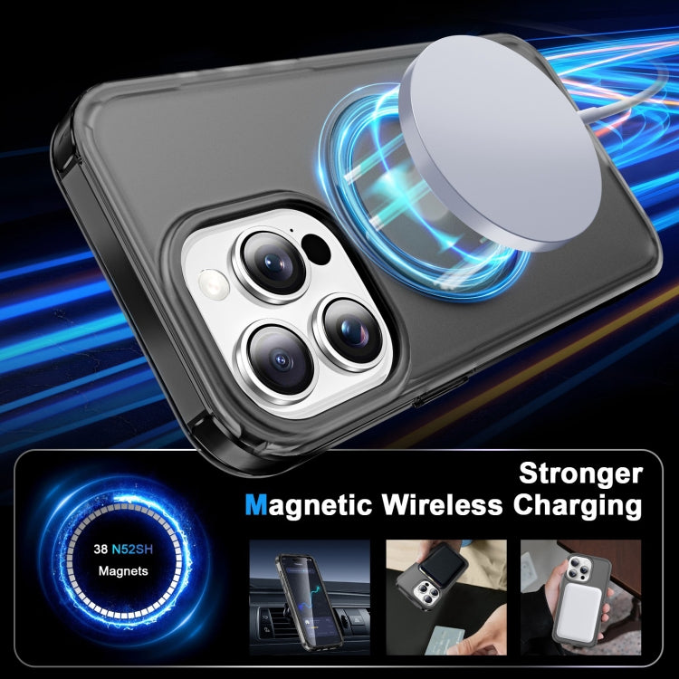 For iPhone 15 Pro Max Frosted Skin Feel MagSafe Holder 360 Full Body Phone Case