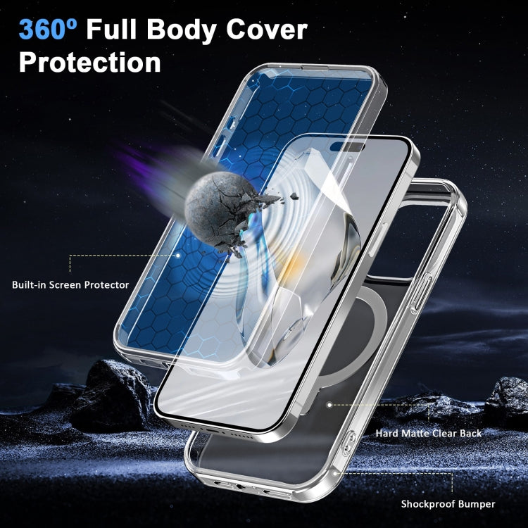 For iPhone 15 Pro Max Frosted Skin Feel MagSafe Holder 360 Full Body Phone Case