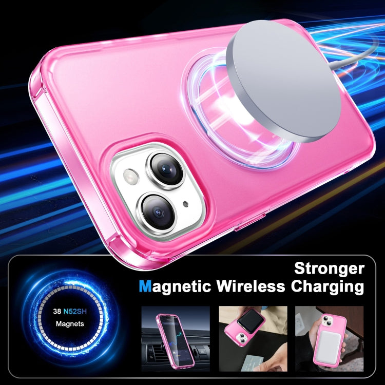 For iPhone 15 Plus Frosted Skin Feel MagSafe Holder 360 Full Body Phone Case