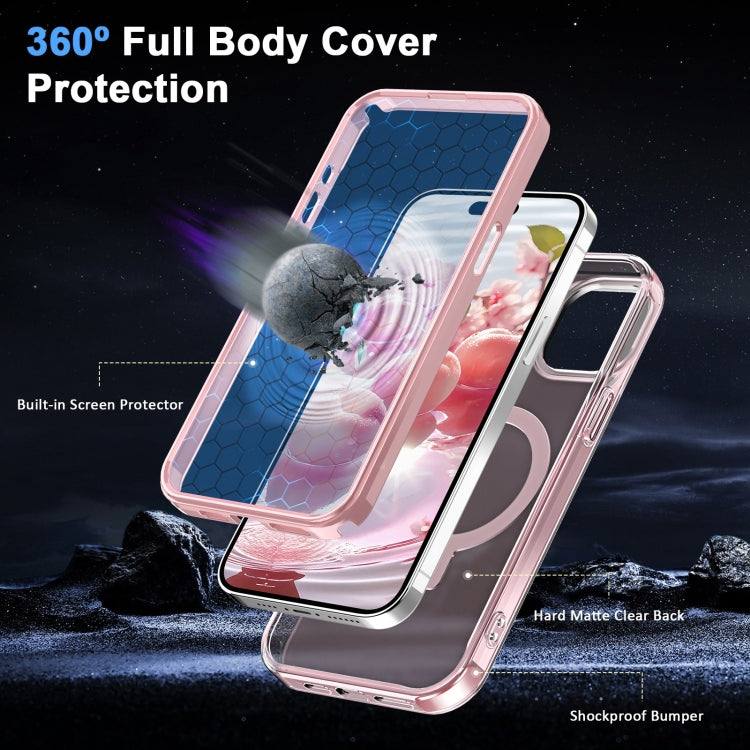 For iPhone 14 Plus Frosted Skin Feel MagSafe Holder 360 Full Body Phone Case