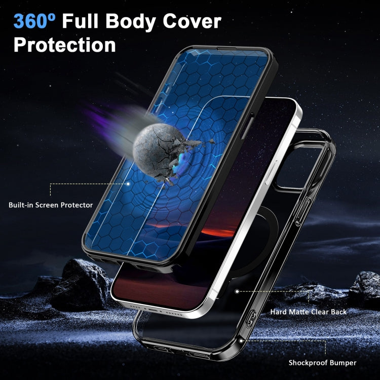 For iPhone 14 Plus Frosted Skin Feel MagSafe Holder 360 Full Body Phone Case