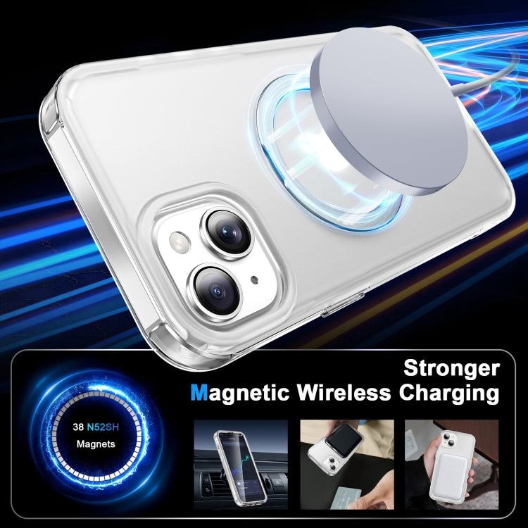 For iPhone 14 Plus Frosted Skin Feel MagSafe Holder 360 Full Body Phone Case