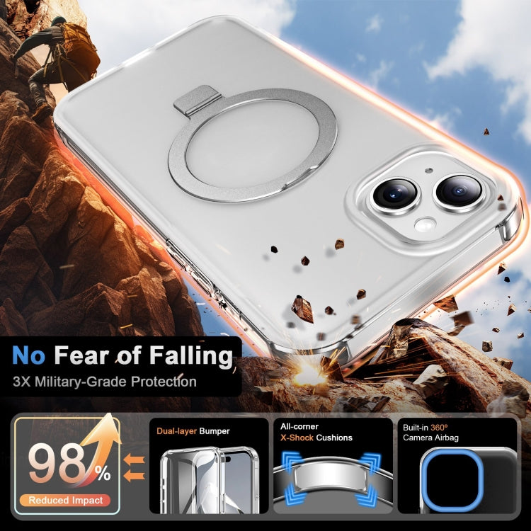 For iPhone 14 Frosted Skin Feel MagSafe Holder 360 Full Body Phone Case