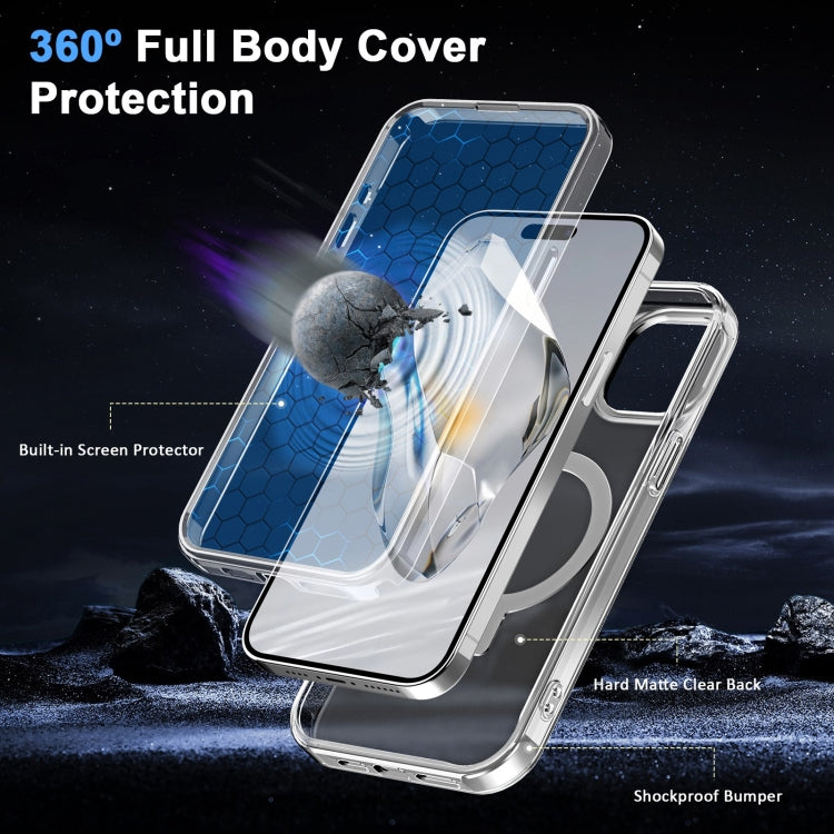 For iPhone 14 Frosted Skin Feel MagSafe Holder 360 Full Body Phone Case