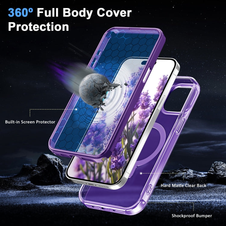 For iPhone 14 Frosted Skin Feel MagSafe Holder 360 Full Body Phone Case