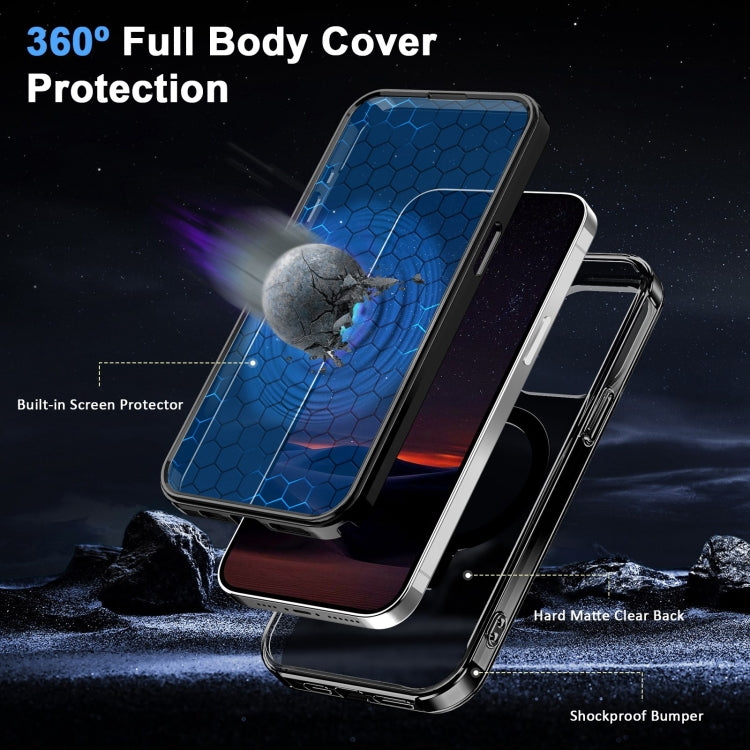 For iPhone 14 Pro Frosted Skin Feel MagSafe Holder 360 Full Body Phone Case