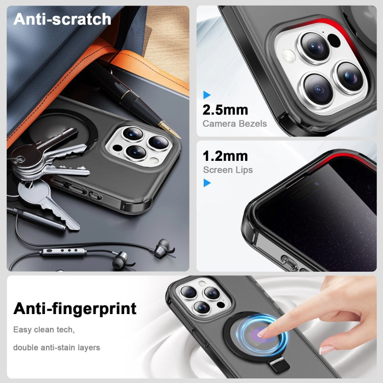 For iPhone 14 Pro Frosted Skin Feel MagSafe Holder 360 Full Body Phone Case