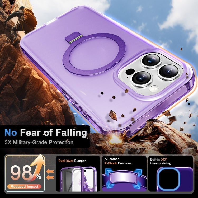 For iPhone 14 Pro Frosted Skin Feel MagSafe Holder 360 Full Body Phone Case