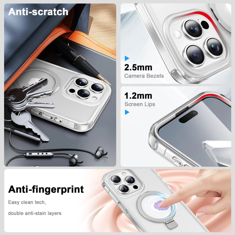 For iPhone 13 Pro Max Frosted Skin Feel MagSafe Holder 360 Full Body Phone Case