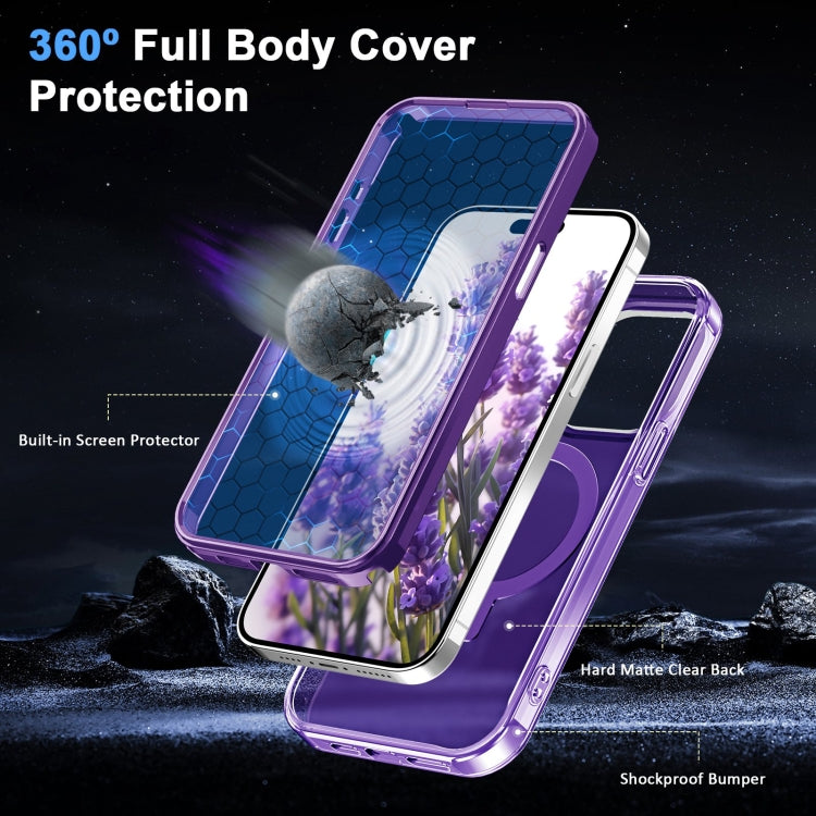 For iPhone 13 Pro Max Frosted Skin Feel MagSafe Holder 360 Full Body Phone Case
