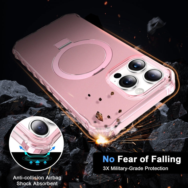 For iPhone 16 Pro Max Solid Color Wave MagSafe Holder Phone Case