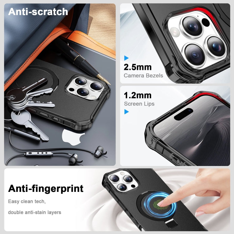 For iPhone 16 Pro Max Solid Color Wave MagSafe Holder Phone Case