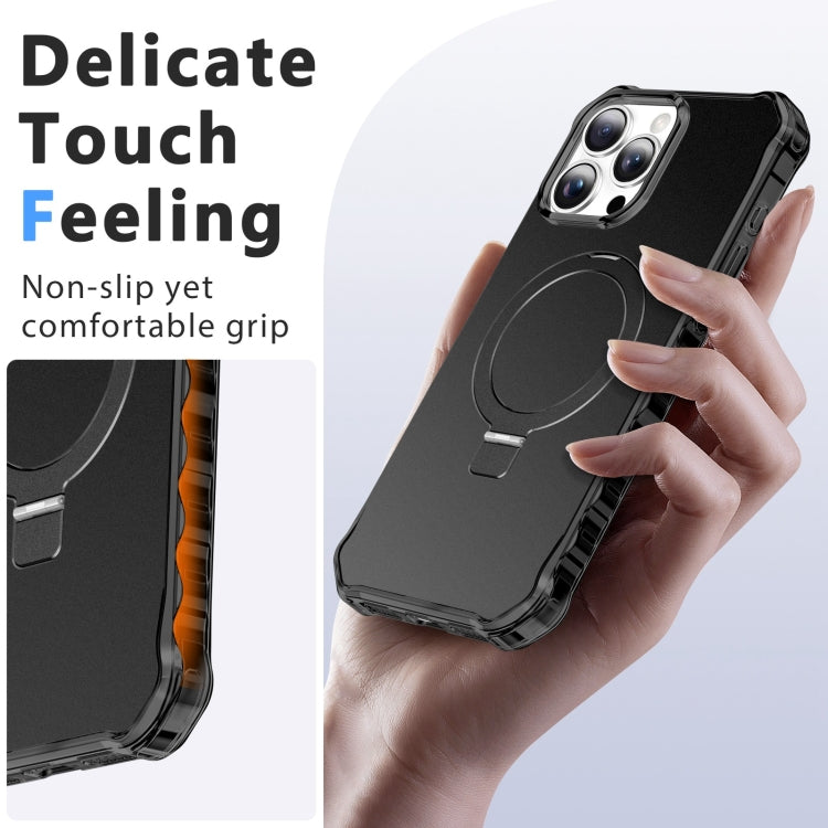 For iPhone 16 Pro Max Solid Color Wave MagSafe Holder Phone Case