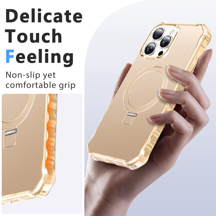 For iPhone 16 Pro Max Solid Color Wave MagSafe Holder Phone Case