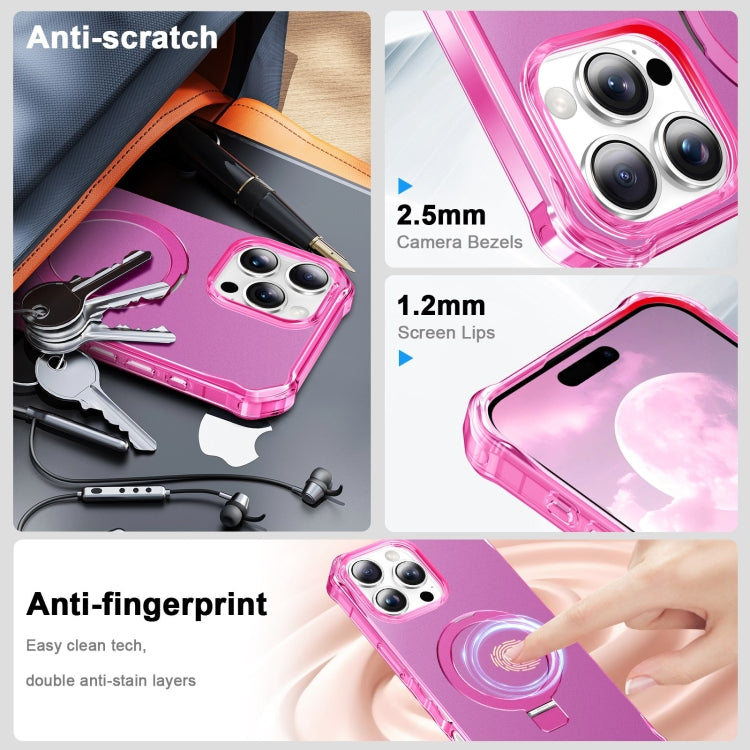 For iPhone 16 Pro Max Solid Color Wave MagSafe Holder Phone Case