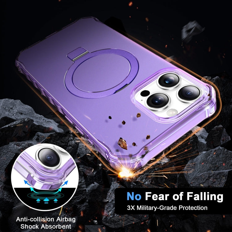 For iPhone 16 Pro Max Solid Color Wave MagSafe Holder Phone Case