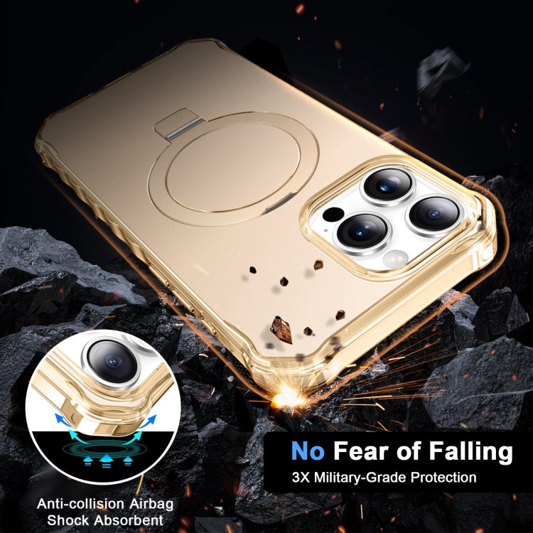 For iPhone 16 Pro Solid Color Wave MagSafe Holder Phone Case