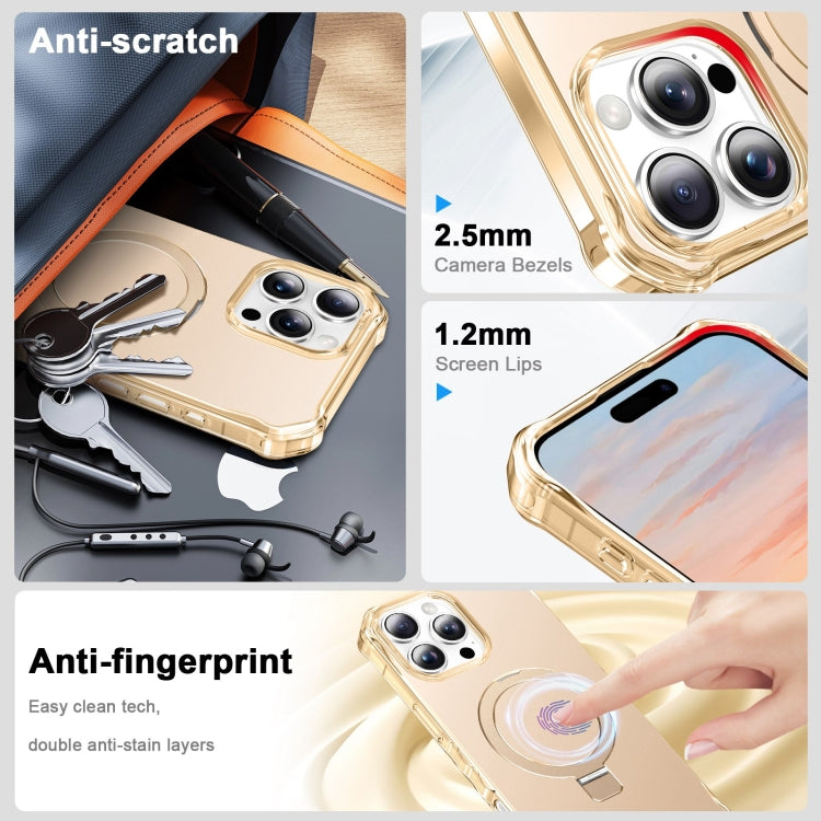 For iPhone 16 Pro Solid Color Wave MagSafe Holder Phone Case
