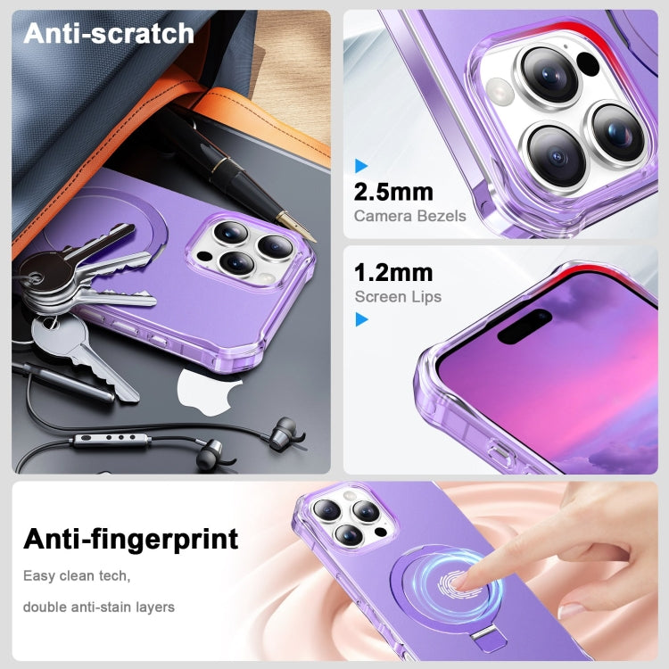 For iPhone 16 Pro Solid Color Wave MagSafe Holder Phone Case