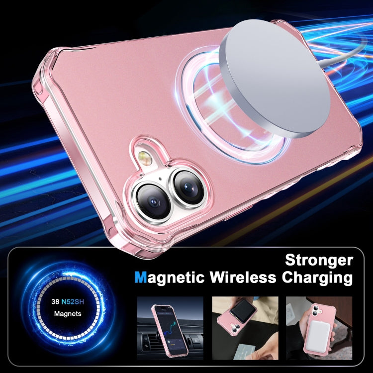 For iPhone 16 Plus Solid Color Wave MagSafe Holder Phone Case