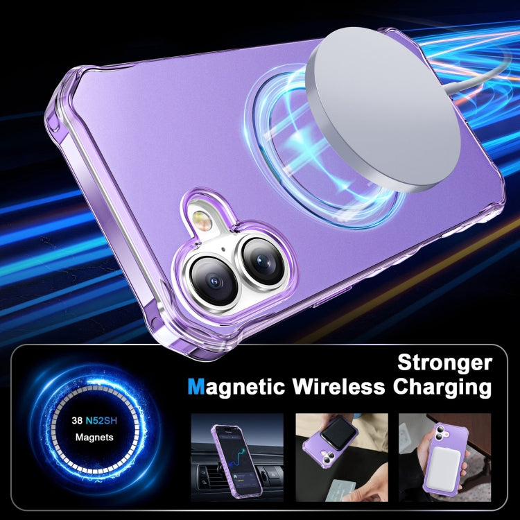 For iPhone 16 Plus Solid Color Wave MagSafe Holder Phone Case