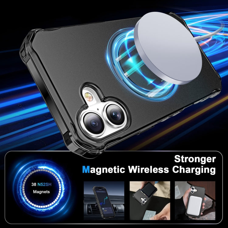 For iPhone 16 Solid Color Wave MagSafe Holder Phone Case