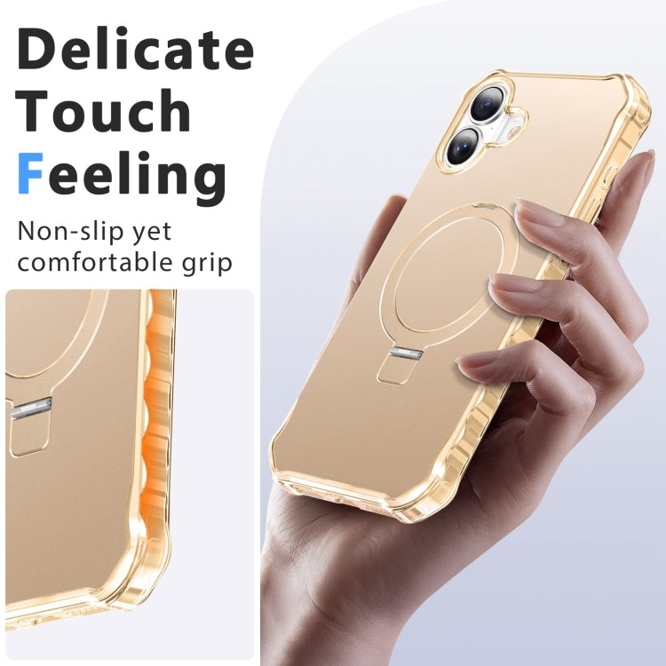For iPhone 16 Solid Color Wave MagSafe Holder Phone Case