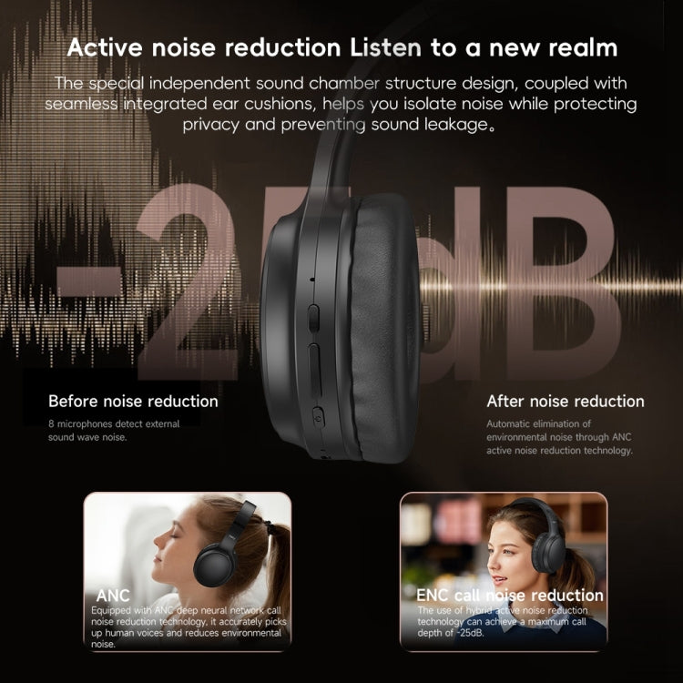 TOTUDESIGN BE-1-HP Wireless Bluetooth V5.3 Foldable Headphones - Black