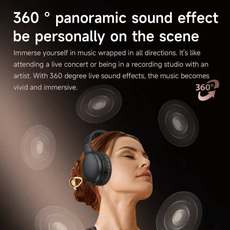 TOTUDESIGN BE-2-HP ANC Wireless Bluetooth V5.3 Foldable Headphones - Black