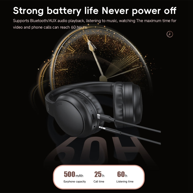 TOTUDESIGN BE-2-HP ANC Wireless Bluetooth V5.3 Foldable Headphones - Black