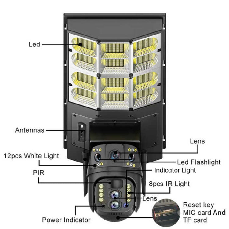 Solar Street Light with V380 4G WiFi 10X Dual-lens Monitoring HD Camera, Memory:No SD Card