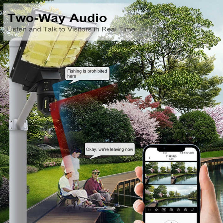 Solar Street Light with V380 4G WiFi 10X Dual-lens Monitoring HD Camera, Memory:No SD Card
