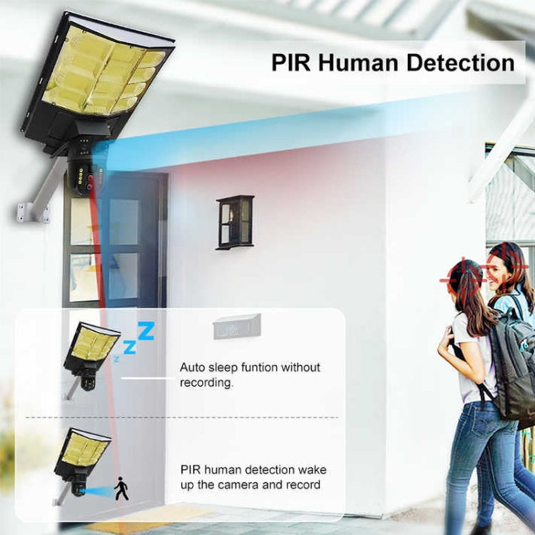 Solar Street Light with V380 4G WiFi 10X Dual-lens Monitoring HD Camera, Memory:128GB SD Card