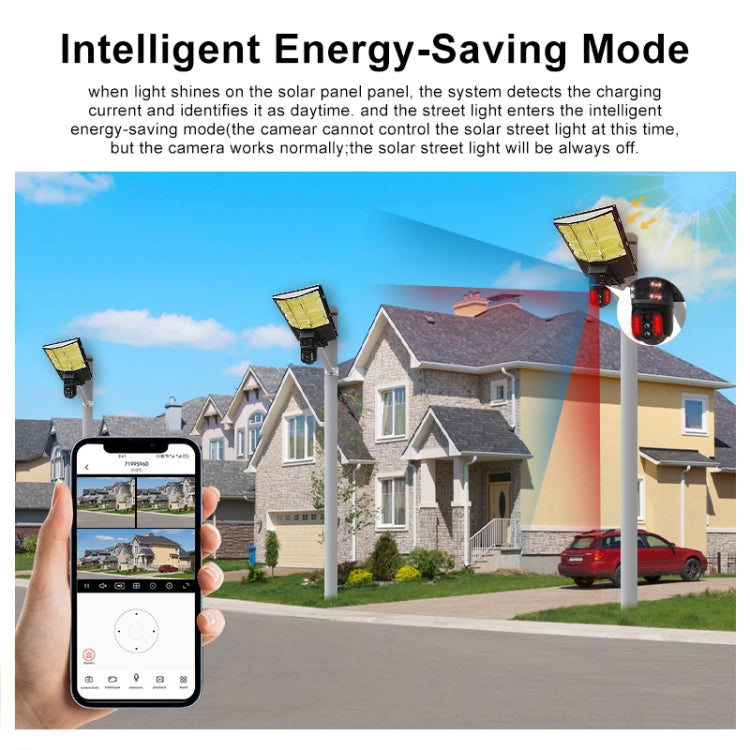 Solar Street Light with V380 4G WiFi 10X Dual-lens Monitoring HD Camera, Memory:128GB SD Card