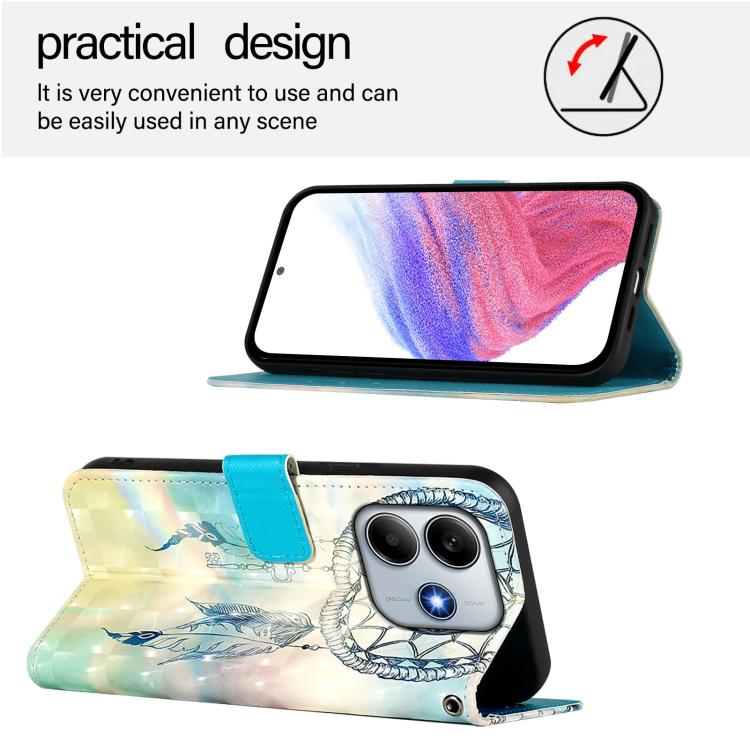 For Redmi Note 14 4G 163.25mm 3D Painting Horizontal Flip Leather Phone Case