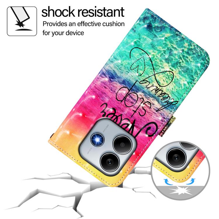 For Redmi Note 14 4G 163.25mm 3D Painting Horizontal Flip Leather Phone Case