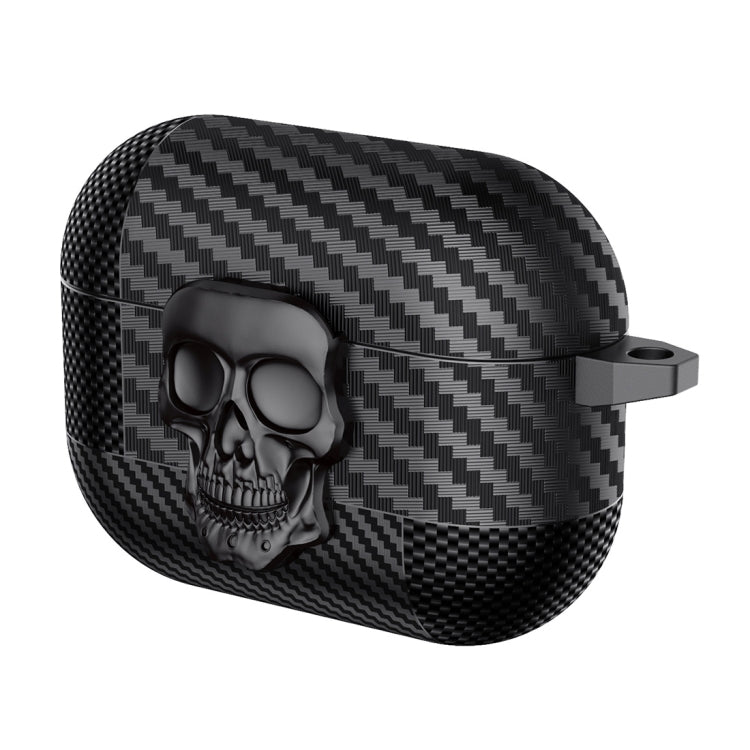 For AirPods Pro Carbon Fiber Pattern Skull Lock Bluetooth Earphone Protective Case