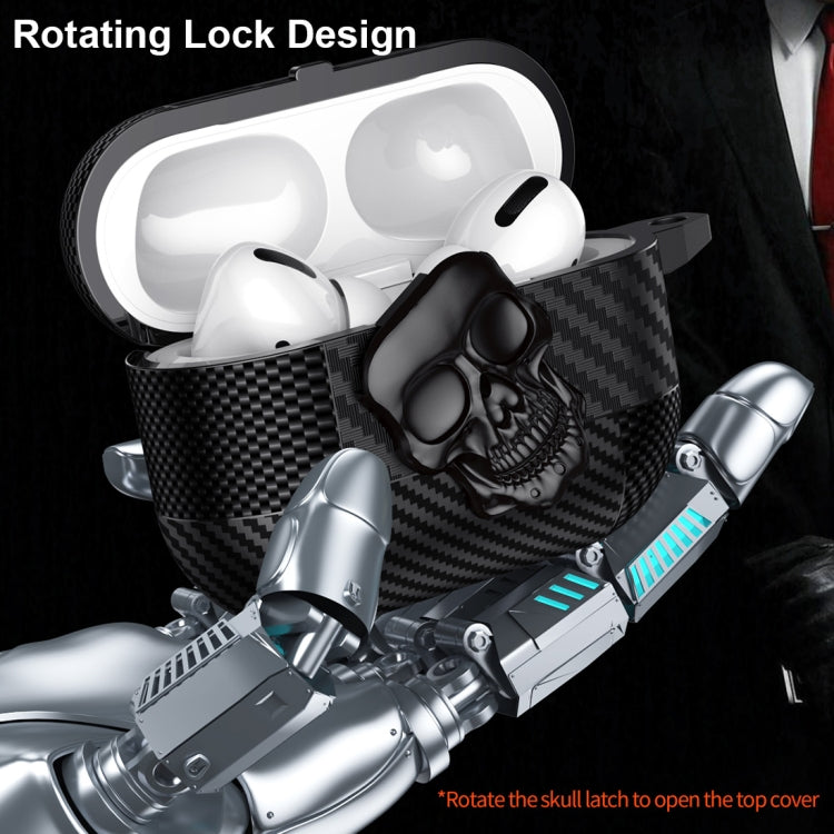 For AirPods Pro Carbon Fiber Pattern Skull Lock Bluetooth Earphone Protective Case